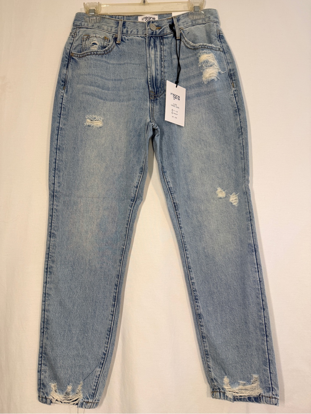 Nwt Insane Gene High Rise Tapered Distressed Mom Jeans | Size 5/26 100% Cotton
